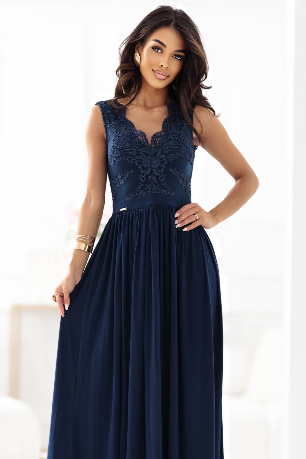 LEA Lace Maxi Dress – Navy Blue