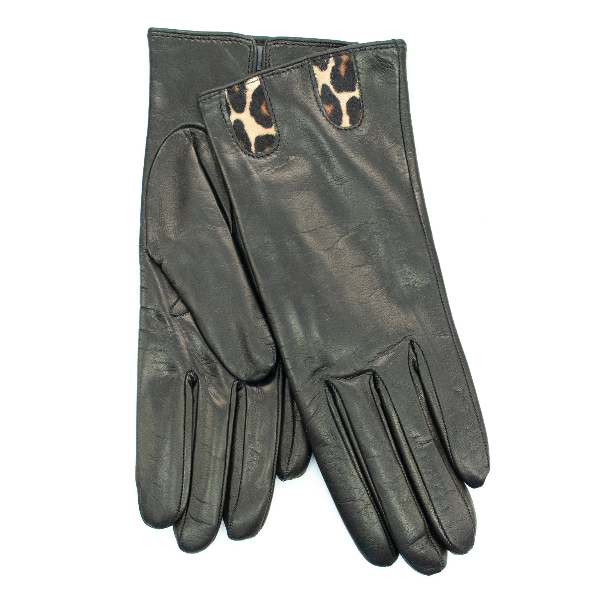 LEATHER GLOVES WITH ANIMALIER DETAIL