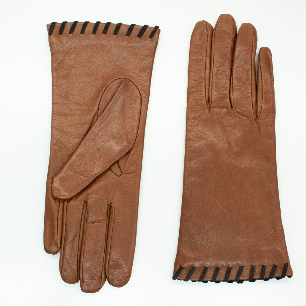 LEATHER GLOVE WITH SUEDE CONTRAST STITCH