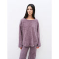 Purple Women's Sweater 2 Piece Outfit Cashmere jumper Comfortable Loose-Fit Crewneck Top Wide Leg Pants Fall Lounge Set Trendy Cozy Clothes "Half-Ripe Winter"