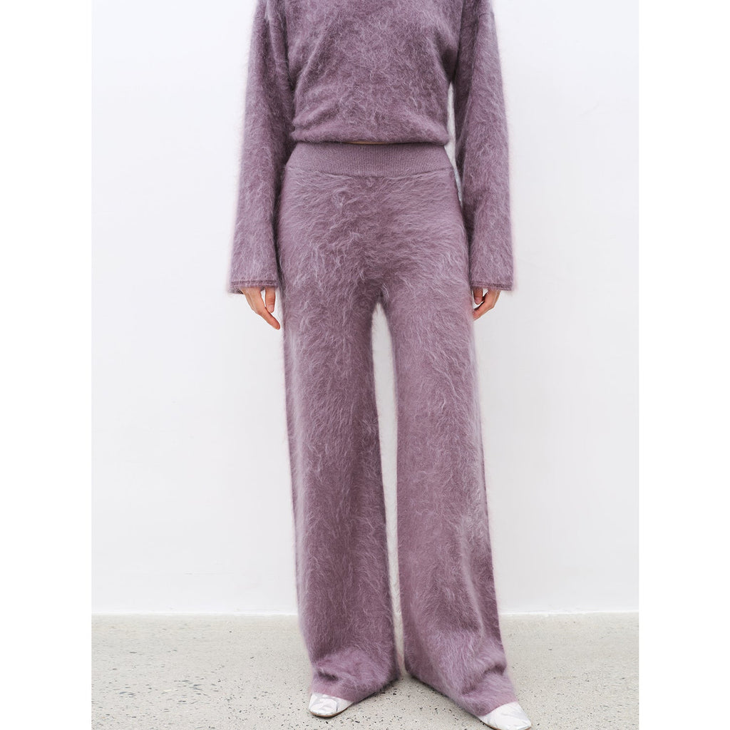 Purple Women's Sweater 2 Piece Outfit Cashmere jumper Comfortable Loose-Fit Crewneck Top Wide Leg Pants Fall Lounge Set Trendy Cozy Clothes "Half-Ripe Winter"