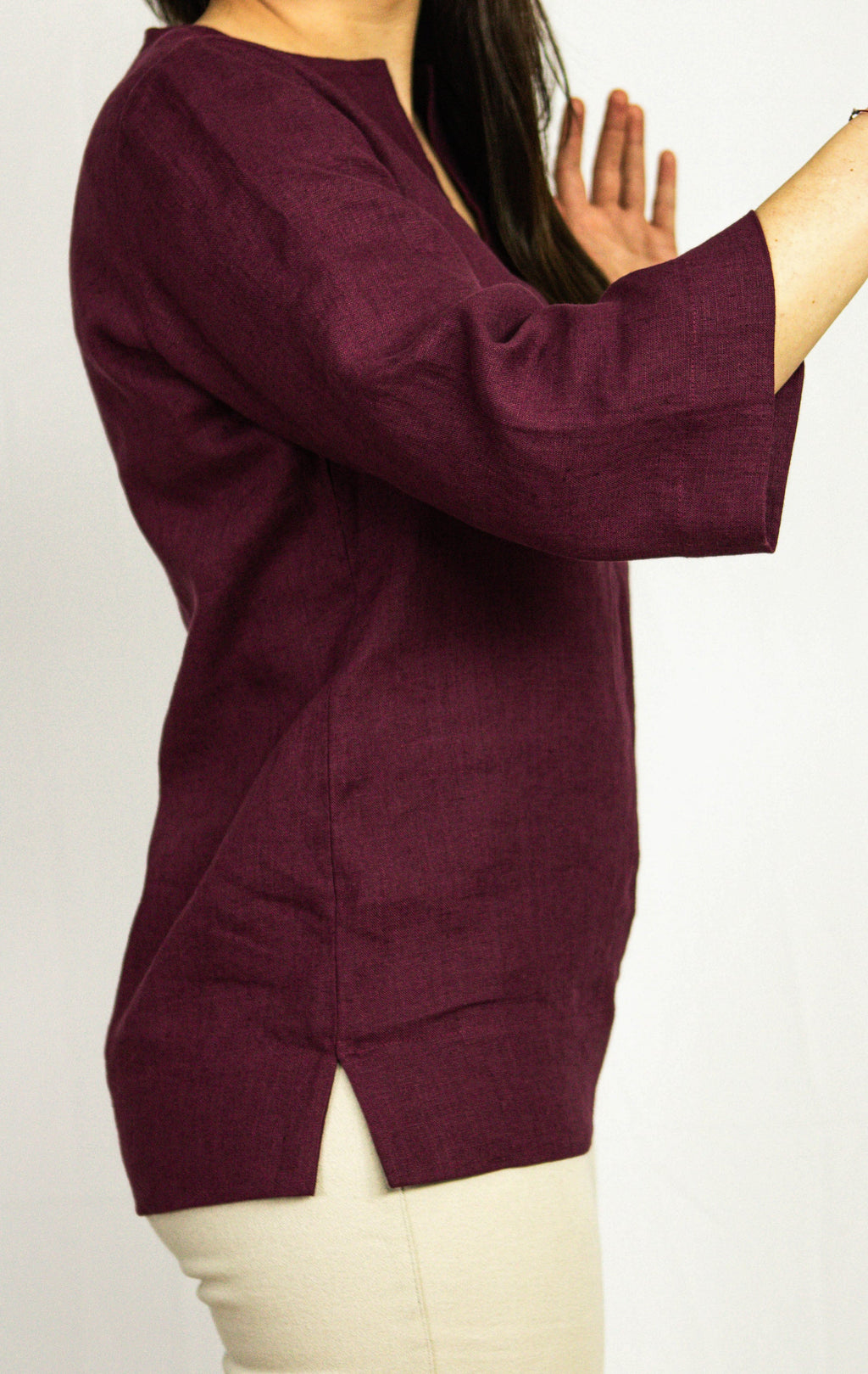 Dark Plum Linen Oversized Blouse