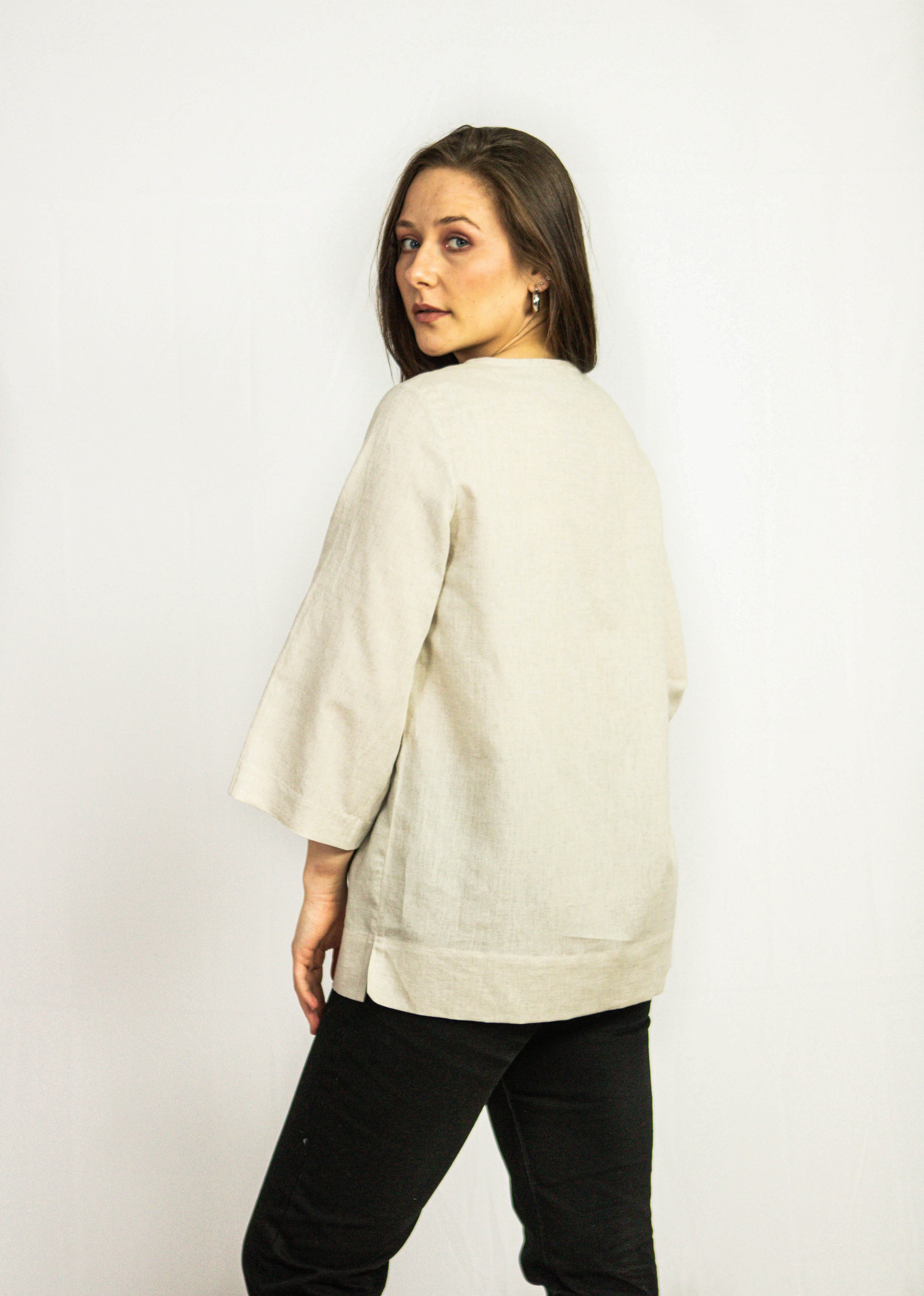 Dark Plum Linen Oversized Blouse