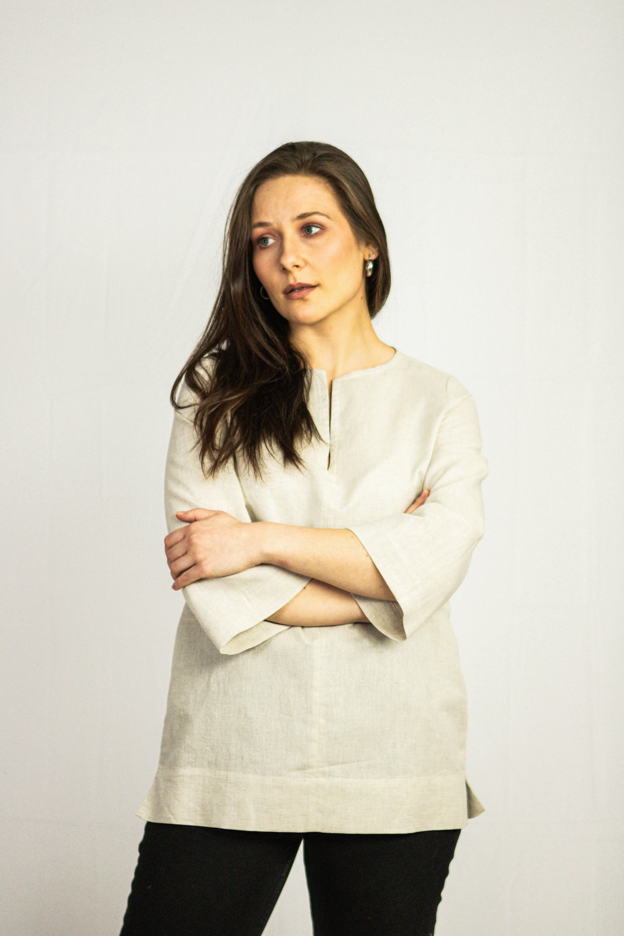 Dark Plum Linen Oversized Blouse