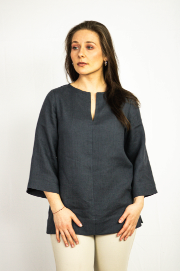 Dark Plum Linen Oversized Blouse
