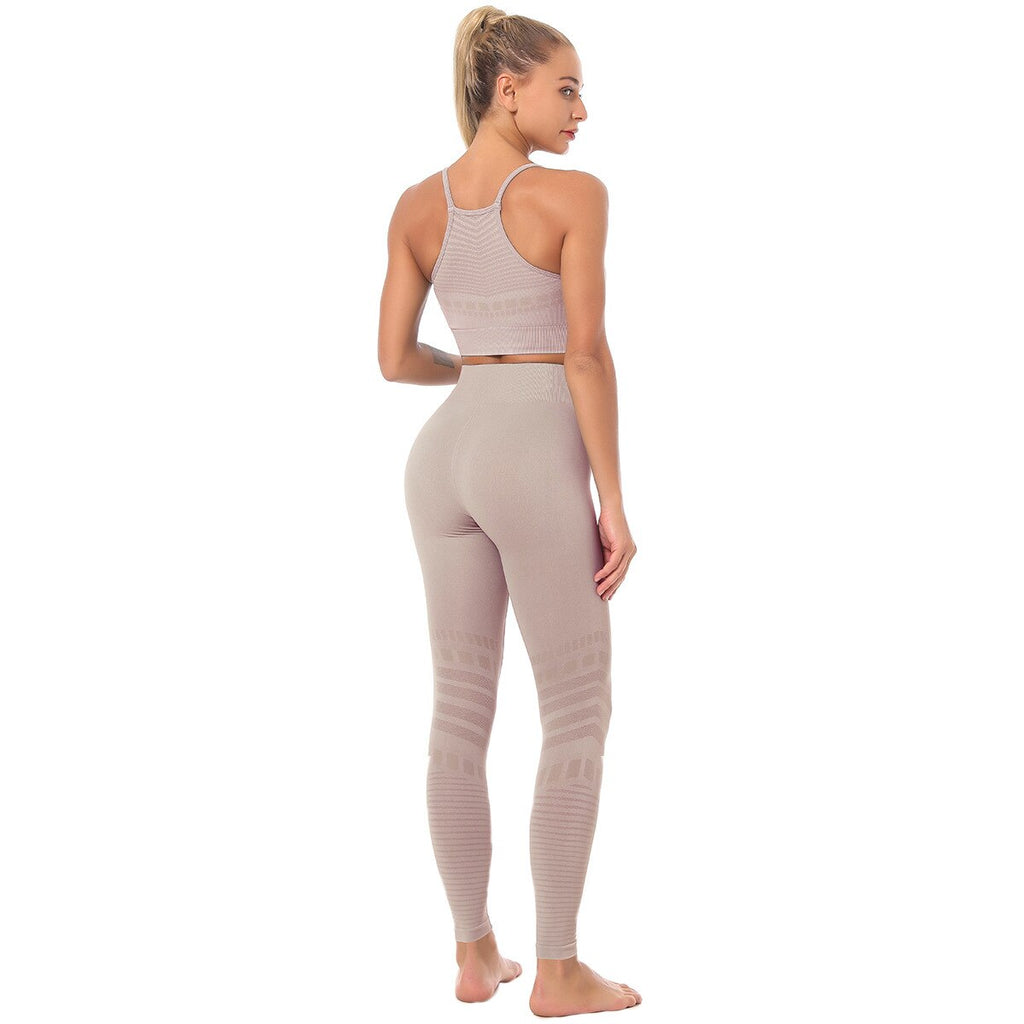 Seamless Solid Yoga Sets Women Gym Clothes Bra Top And Leggings Sexy Fitness Sports Running Push Up Tracksuit Two Piece Sets