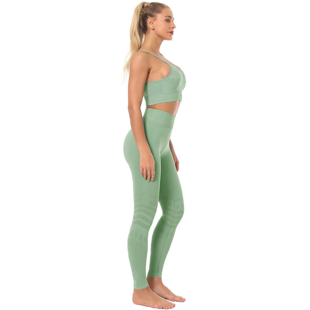 Seamless Solid Yoga Sets Women Gym Clothes Bra Top And Leggings Sexy Fitness Sports Running Push Up Tracksuit Two Piece Sets