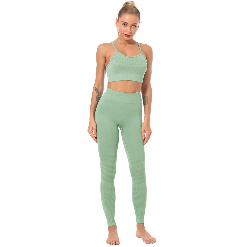 Seamless Solid Yoga Sets Women Gym Clothes Bra Top And Leggings Sexy Fitness Sports Running Push Up Tracksuit Two Piece Sets