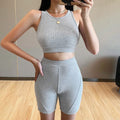 Seamless Ribbing Yoga Sets Women Gym Clothes Bra Top And Shorts Sexy Fitness Sportswear Suit Running Workout Energy Tracksuit