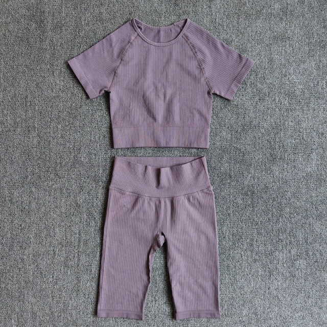 Yoga Set Seamless Women's Sportswear Workout Clothes Athletic Wear Gym Legging Fitness Bra Crop Top Long Sleeve Sports Suits