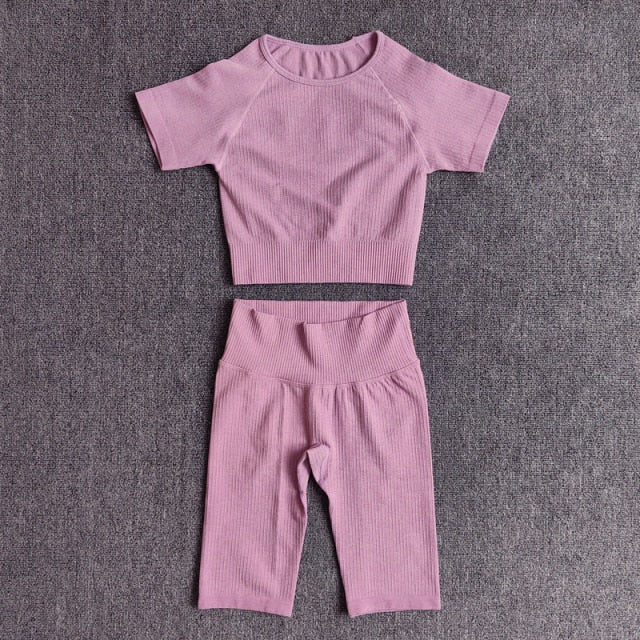 Yoga Set Seamless Women's Sportswear Workout Clothes Athletic Wear Gym Legging Fitness Bra Crop Top Long Sleeve Sports Suits