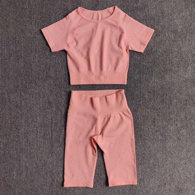 Yoga Set Seamless Women's Sportswear Workout Clothes Athletic Wear Gym Legging Fitness Bra Crop Top Long Sleeve Sports Suits