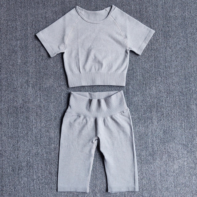 Yoga Set Seamless Women's Sportswear Workout Clothes Athletic Wear Gym Legging Fitness Bra Crop Top Long Sleeve Sports Suits