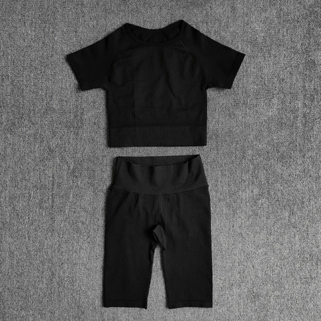 Yoga Set Seamless Women's Sportswear Workout Clothes Athletic Wear Gym Legging Fitness Bra Crop Top Long Sleeve Sports Suits