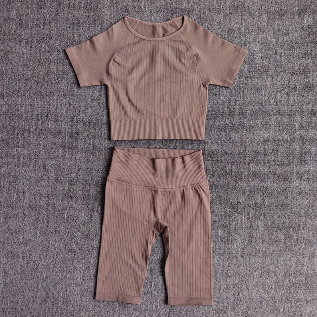 Yoga Set Seamless Women's Sportswear Workout Clothes Athletic Wear Gym Legging Fitness Bra Crop Top Long Sleeve Sports Suits